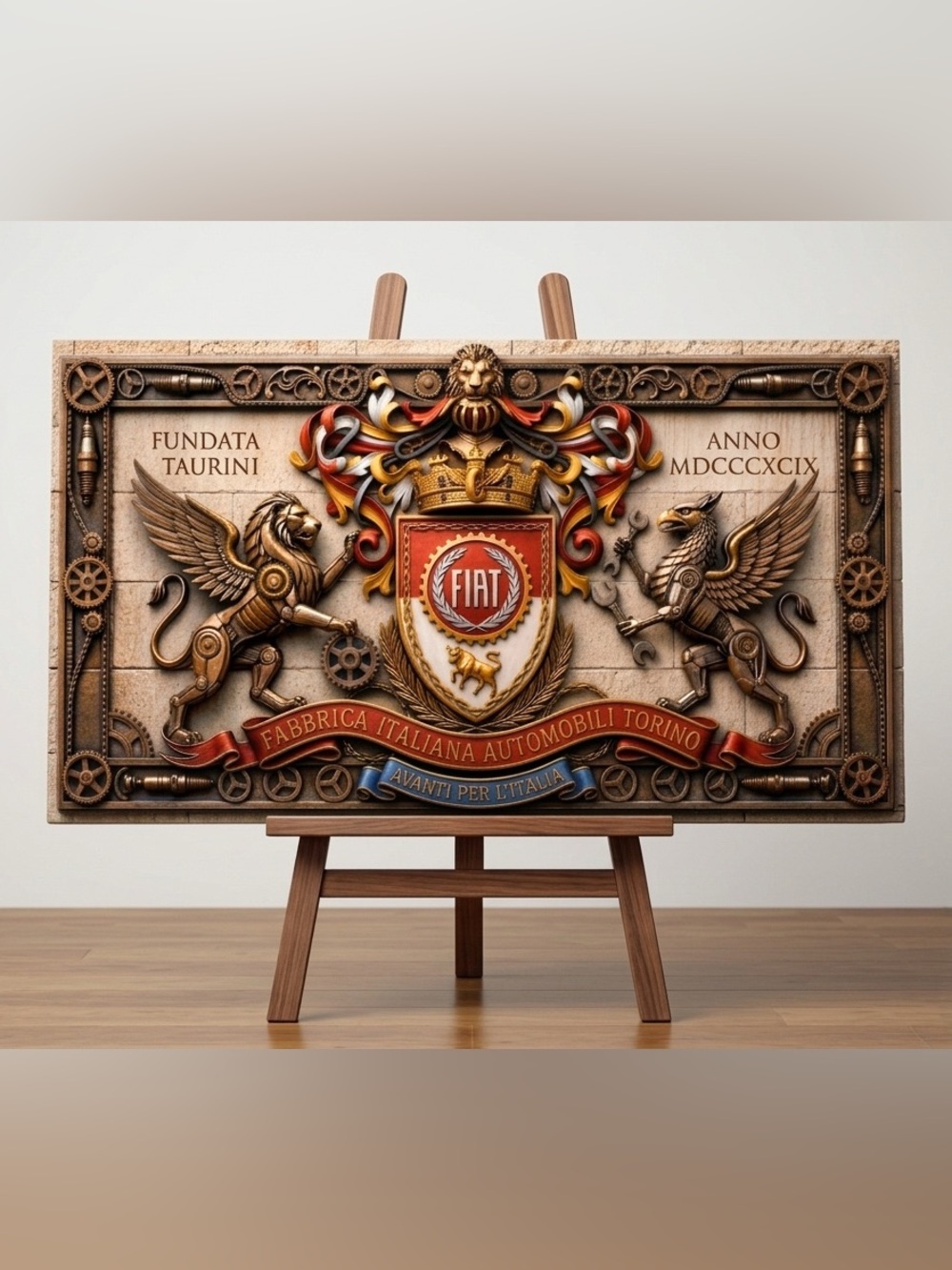 Custom FIAT Heritage print on 3mm PVC board. Flat art print. 36 x 20